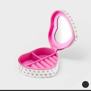 Roller Rabbit Heart-Shaped Pink Jewelry Case with Multicolor Hearts